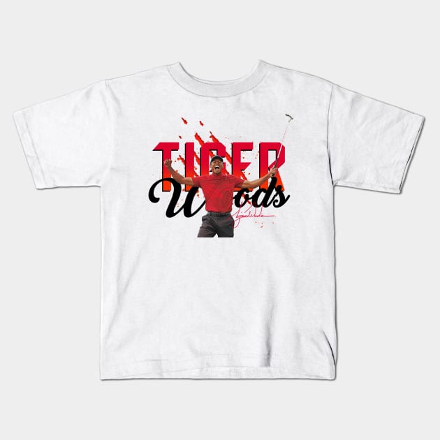 Tiger Woods Kids T-Shirt by Juantamad